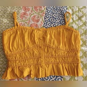 J. Crew Gold Ruched Ruffled Camisole